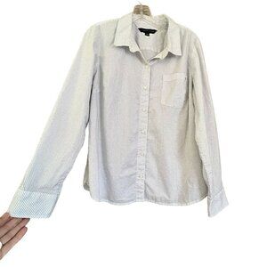 TOMMY HILFIGER Small Black and White Polka Dot Button Down Blouse ...